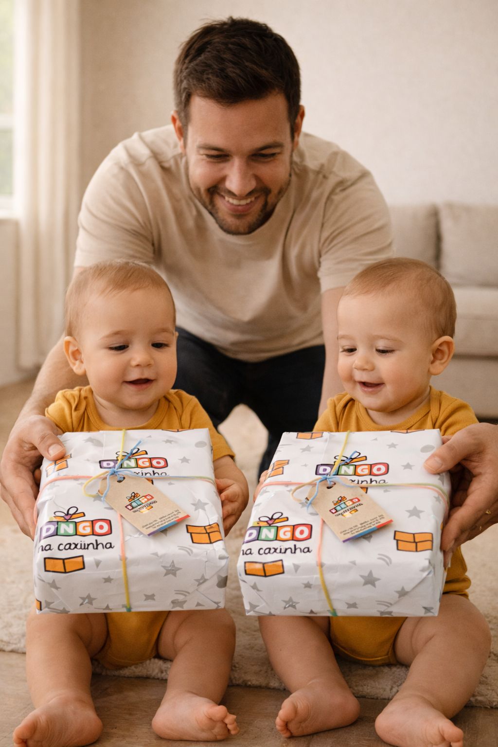 Pai e bebê em momento afetivo